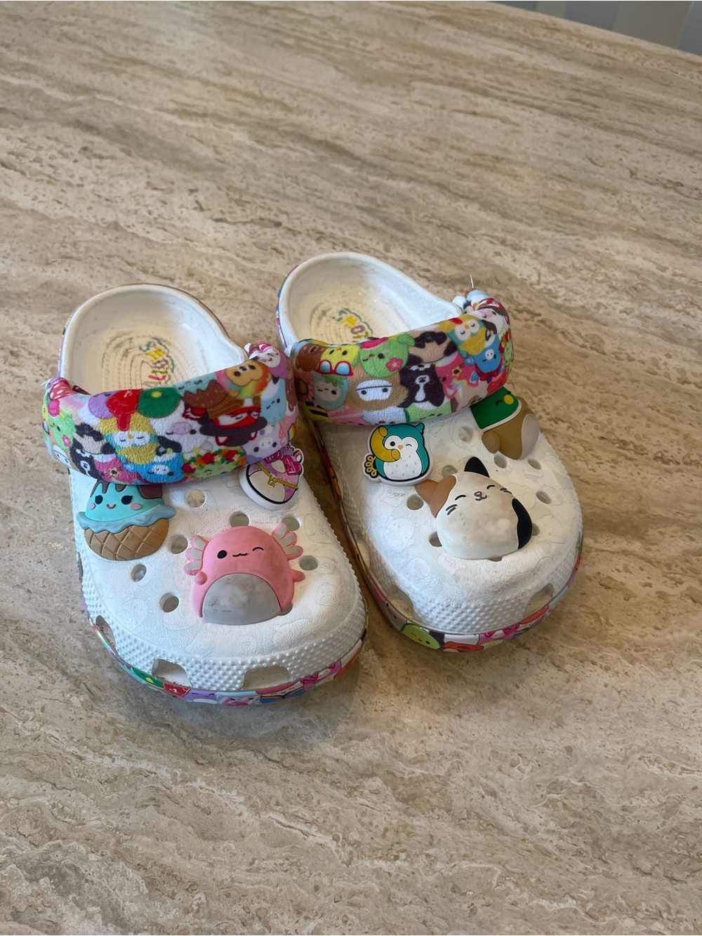 Kids White Clog Sandals with Squishmallow Strap